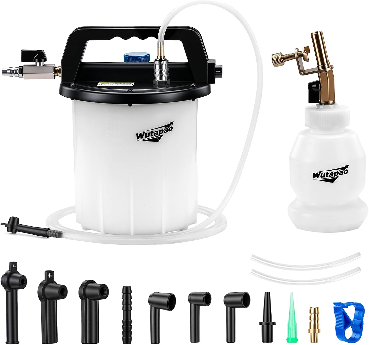 Brake Bleeder Vacuum Pump Kit, 3L Pneumatic One Person Brake & Clutch Bleeding Tool, Universal Brake System Bleeding Kit with Adapters and 1L Refill Bottle