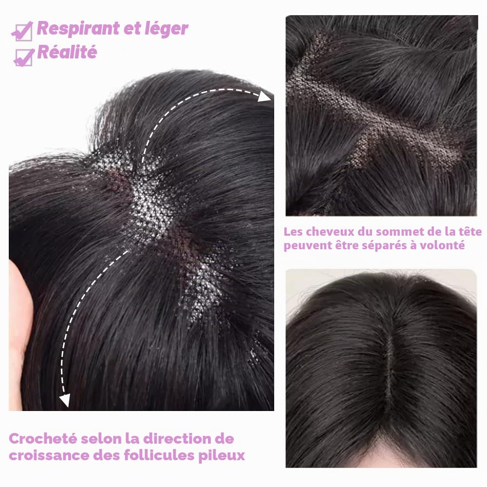 Extensions de cheveux avec cheveux clairsemés 100% cheveux humains véritables pour femmes 25,4 cm Châtain moyen mélangé à blond avec racines brun foncé 120% de densité pour cheveux