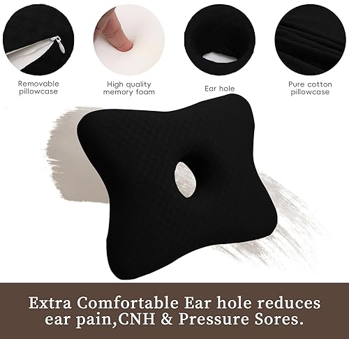 Miniatura 3 de Almohada para piercings  Almohada de espuma viscoelástica para personas que duermen de lado, almohada con un orificio para la oreja para aliviar el