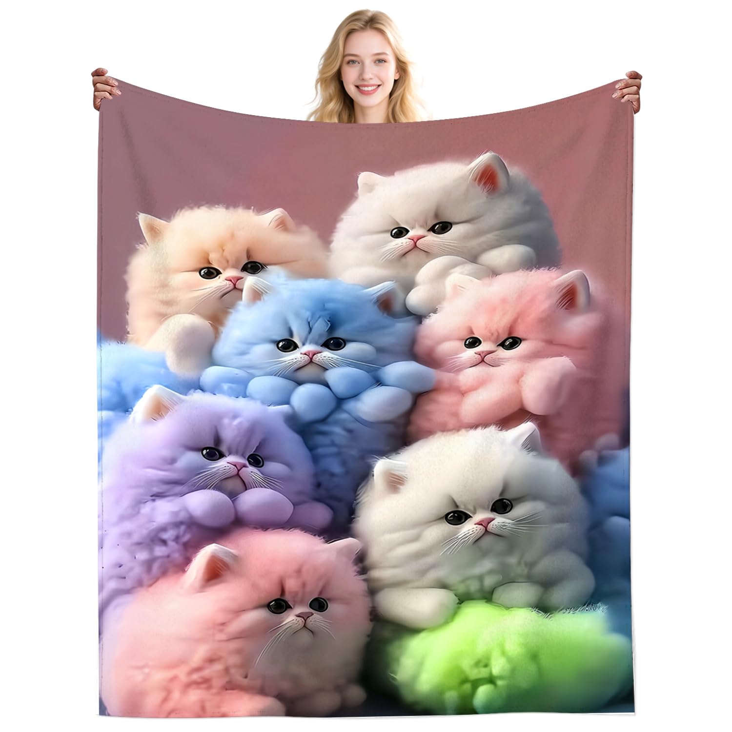 DikoGoGo Cute Cat Gifts Blanket for Women Cat Lovers Adults Stuff Cats Throw Blankets With Cats On Them Plush Cozy Bedding for Room Decor 50"X40"INCH โ image 1