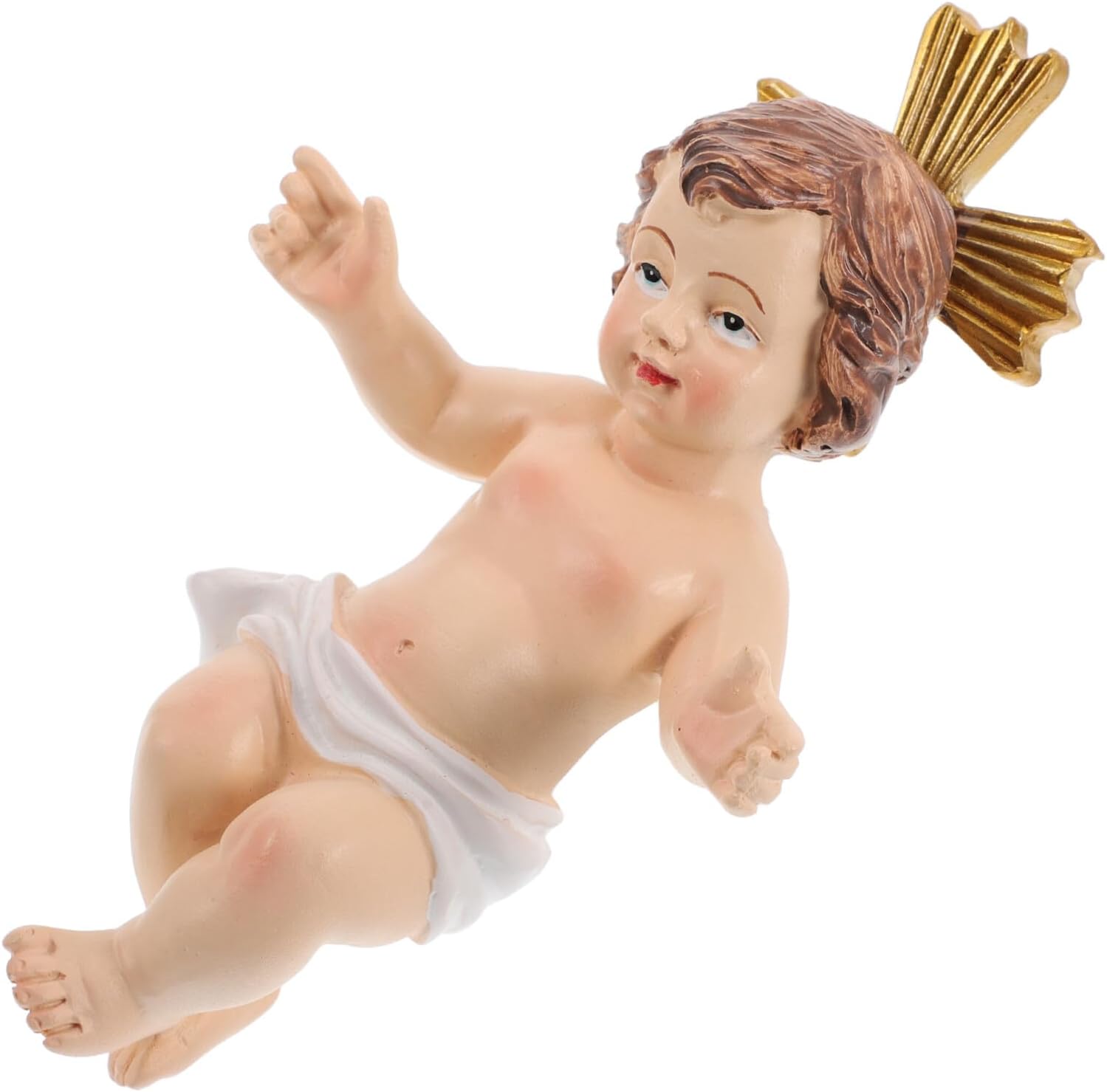 Jesus Resin Statue Small Desktop Sculpture Religious Nativity Figurine Table Ornament for Home and Office Decor