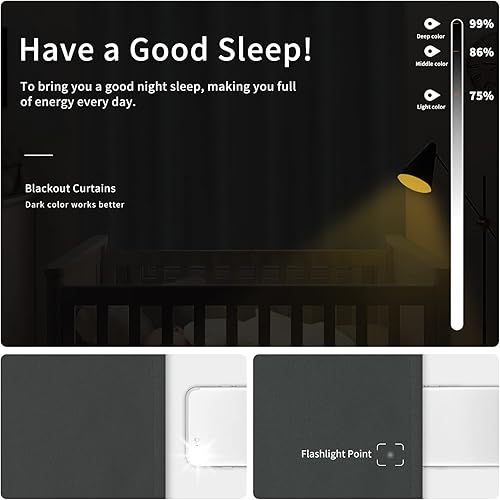 Miniatura 10 de Easy-Going Cortinas opacas para dormitorio, aislamiento térmico sólido con ojales, cortinas de ventana para reducción de ruido, cortinas de