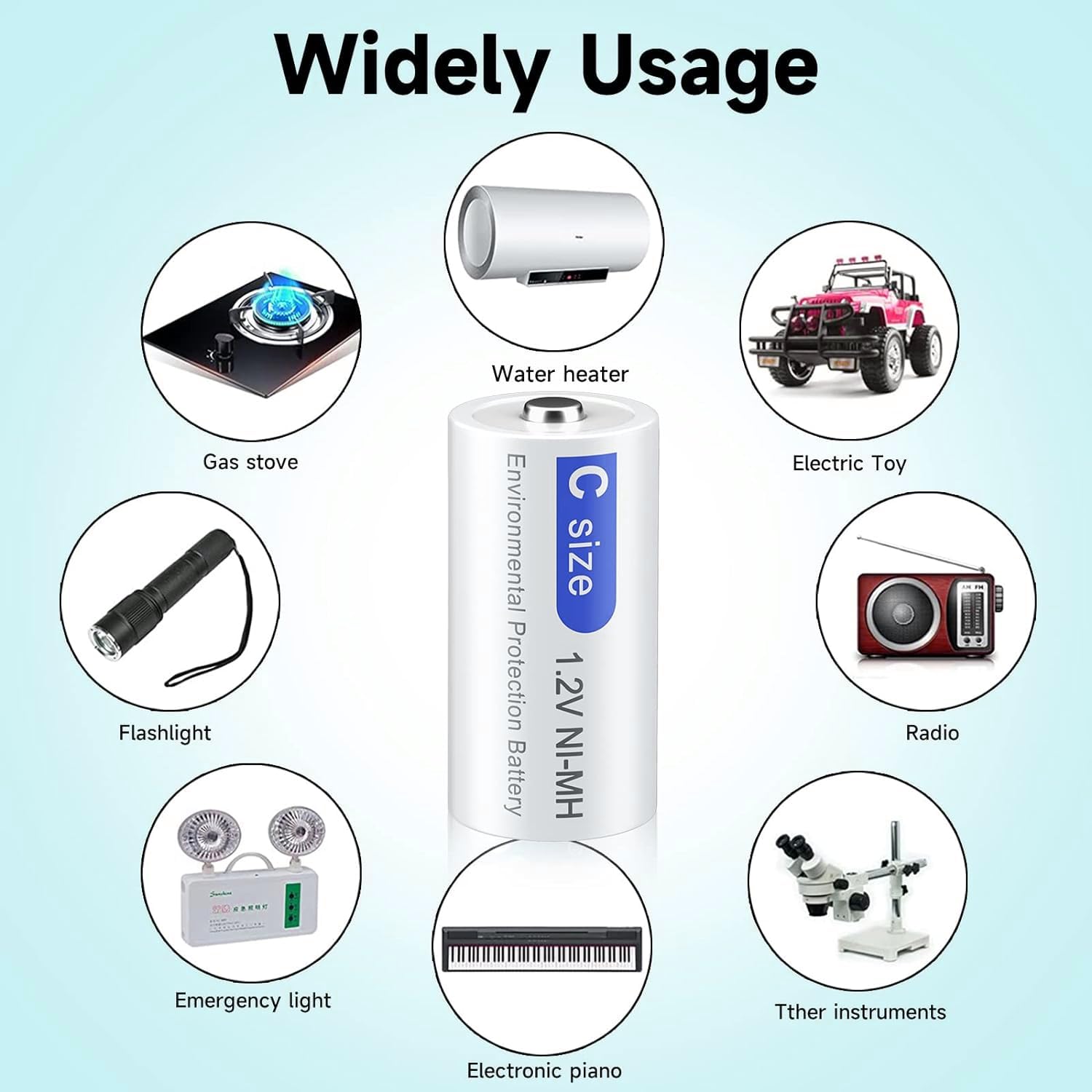 Batterie Baby C Rechargeable avec Chargeur de Batterie Universel, 6 pièces 4000mAh, Piles C Rechargeables avec Chargeur de Batterie LCD pour Batteries AA/AAA/C/D NI-MH (Charger+6C/LR14)