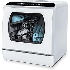 Portable Countertop Dishwasher, Compact Dishwasher with 6L Built-in Water Tank, No Hookup Needed, 4 Washing Programs