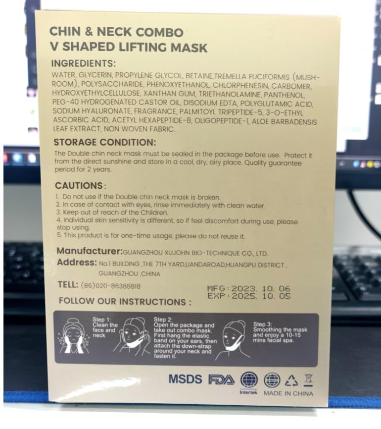 Miniatura 9 de Máscara de barbilla y cuello con elevación en forma de V, 16 unidades de reducción de barbilla doble, parches de arrugas de cuello para apretar -