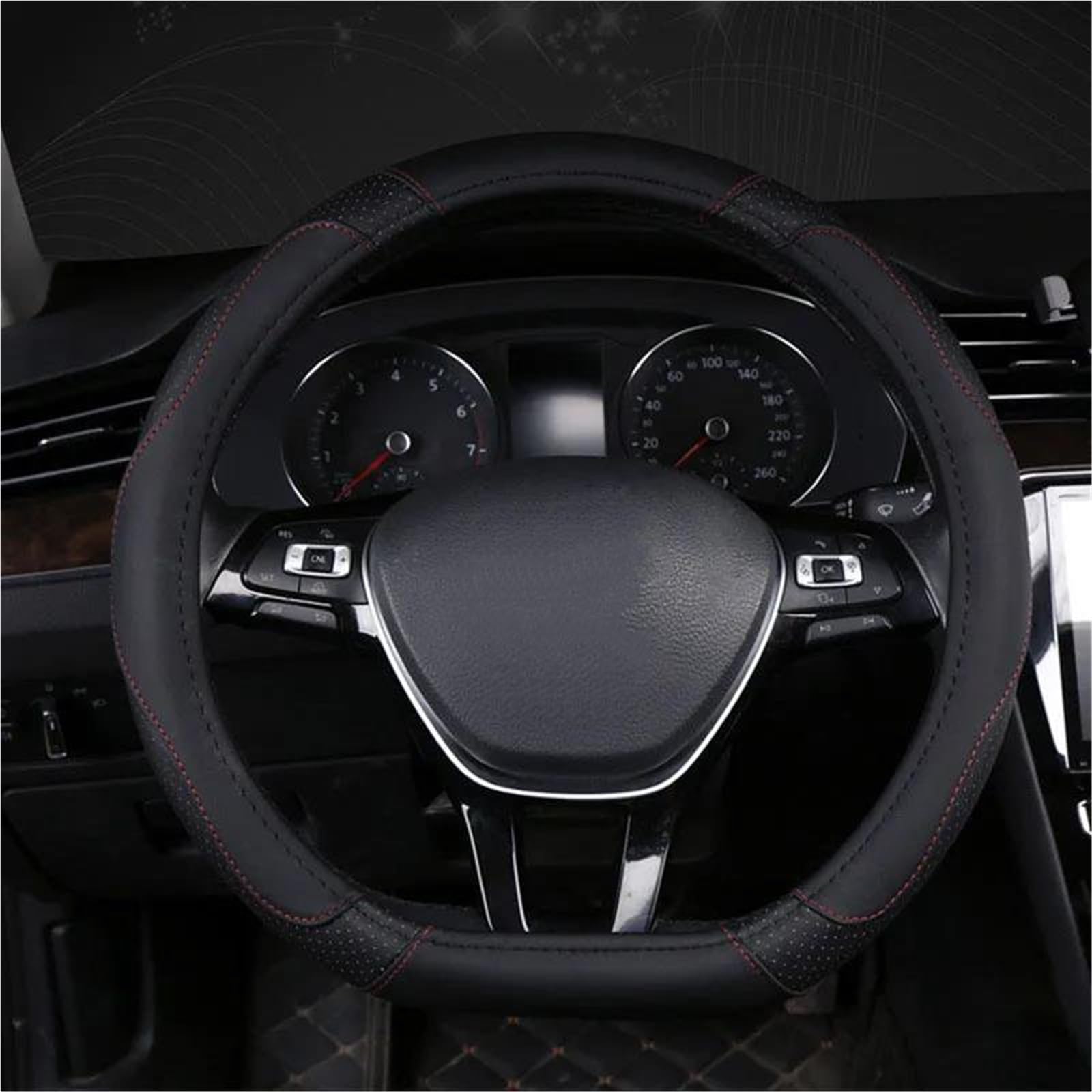 D Typ Auto Lenkrad Schutzhülle Zubehör Für Chery Für Exeed LX TXL 2019-2023 Rutschfest(Schwarz)