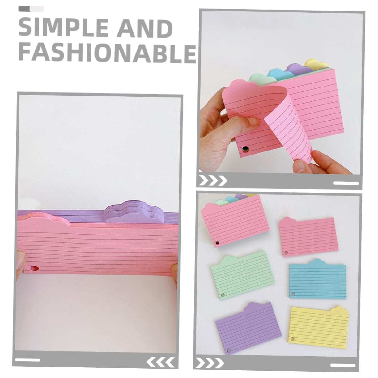 Angoily 5 Sätze Vokabelheft Aus Notizpapier Mit Klebrig Farbig Wolke Material Karteikarten Zum Lernen Meeting-notizbücher Notepad Aufnehmen Beachten Sie Pads Memo -pads 125 Blätter * 5