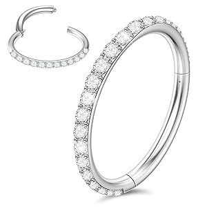 Nasenpiercing Ring 316L Chirurgenstahl,Septum Piercing Nasenring Silber 16g 8mm,Conch Piercing Ring Silber Daith Piercing Ohr Nostril Piercing Ring,Helix Piercings Silber mit Zirkonia Körperschmuck