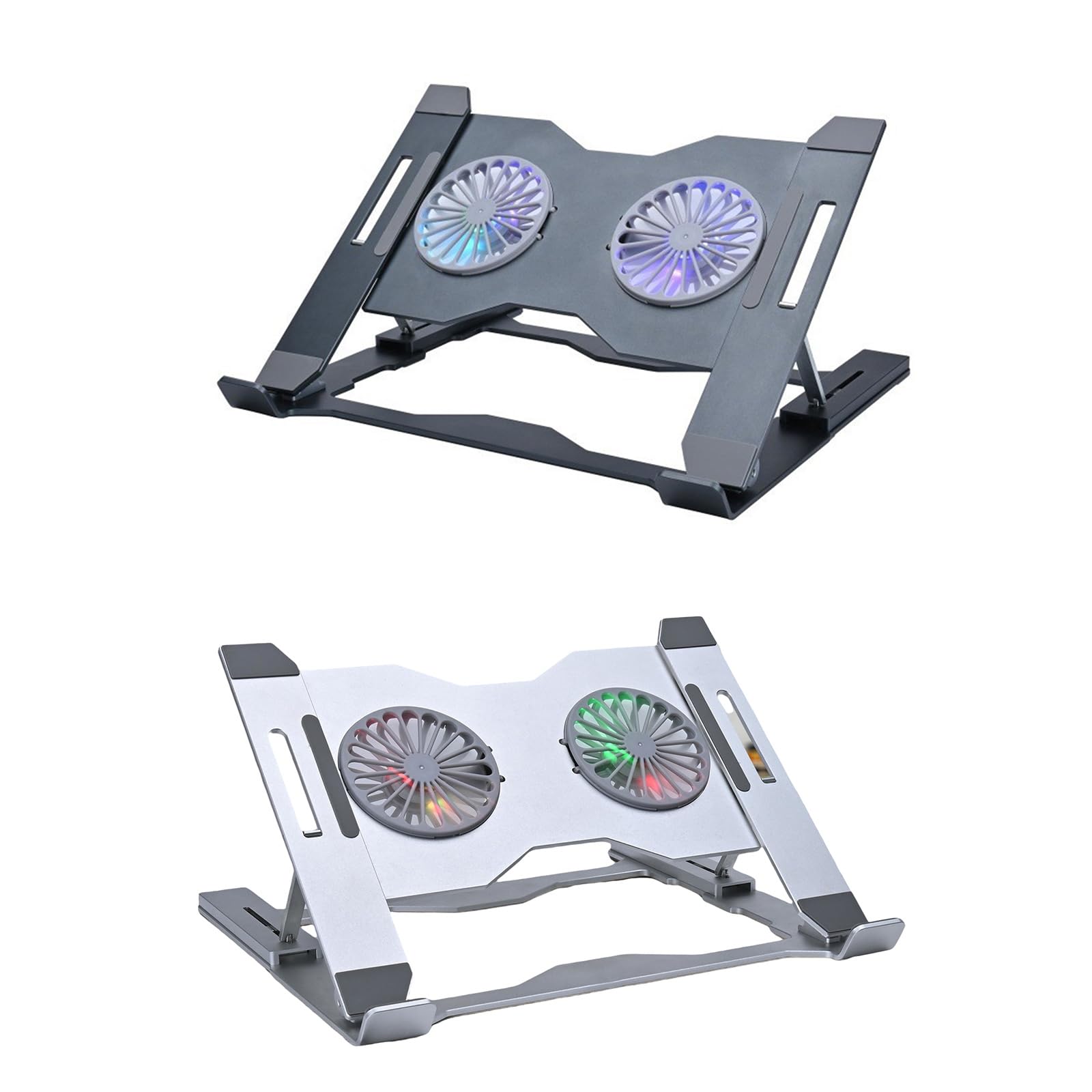 Soporte ergonómico para portátil con ventilador grande y almohadilla de refrigeración de aluminio en ángulo