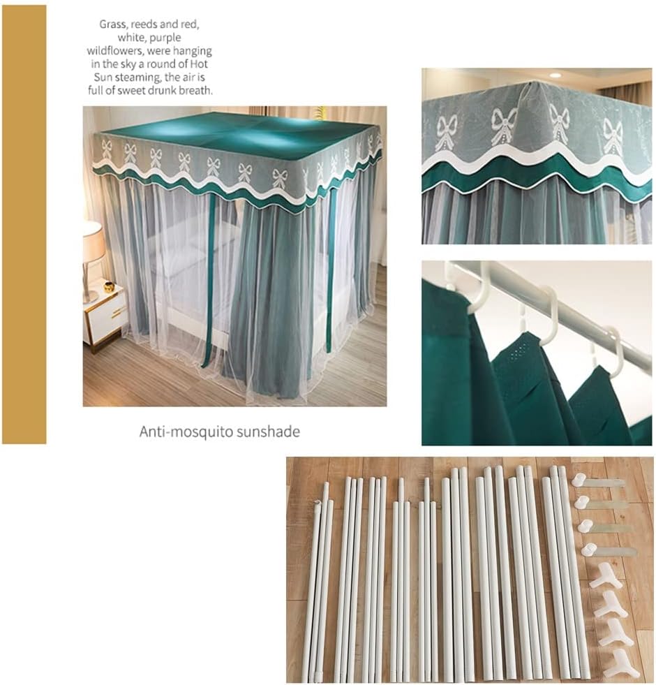 4 Corner Post Bed Canopy Mosquito Nets, Spsummer Autumn Winter Bed Curtains, Girl Single Double Bed Bedroom Decoration (Pink 200X220X200Cm) (Gray 1)/Red/150 * 200 * 200Cm