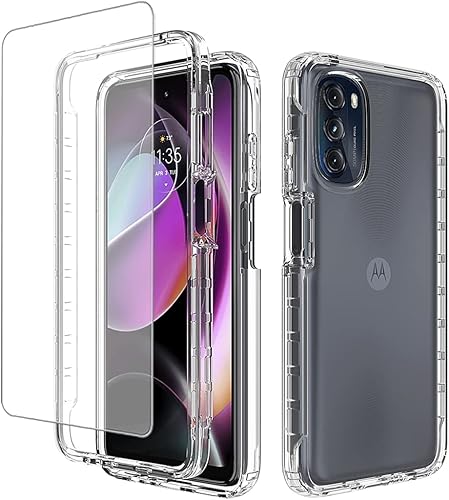 Funda compatible con Moto G 5G 2022, XT2213 XT2213-1 con protector de pantalla de vidrio templado, cuerpo completo, a prueba de golpes,