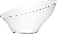 PLASTICPRO Clear Disposable Angled Serving Bowls - Large Round Plastic Party Bowls for Salads, Snacks Pack of 4