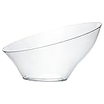 PLASTICPRO Disposable Angled Plastic Bowls Round Large Serving Bowl, Elegant for Party\'s, Snack, or Salad Bowl, Clear Pack of 4