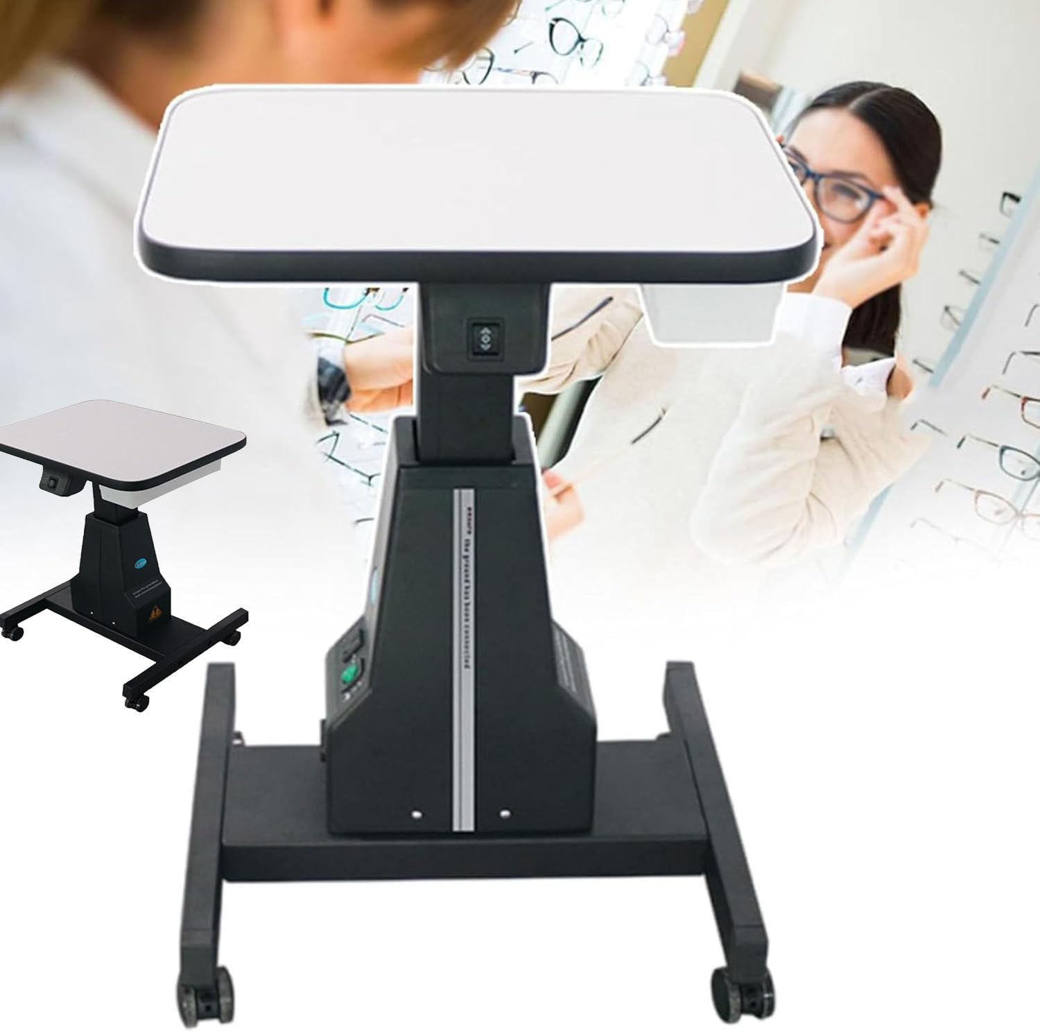 LjlXanthiper Professional Ophthalmic Electric Work Table,Optometrist Motorized Electric Table,Working Size 15.7" X 22.8",Height Adjustment,For Vision Healthcare Institutions,Optical Stores Black