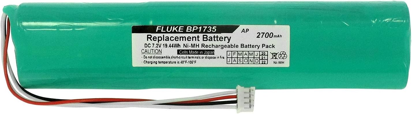 Artisan Power Replacement Battery for Fluke BP1735 | NiMH Rechargeable Battery | 7.2 Volt | 2700 mAh | 8% High Capacity | Made in Japan Cells | Replace Battery Fluke BP1735 Biomedical Varta, 6 / VH2700