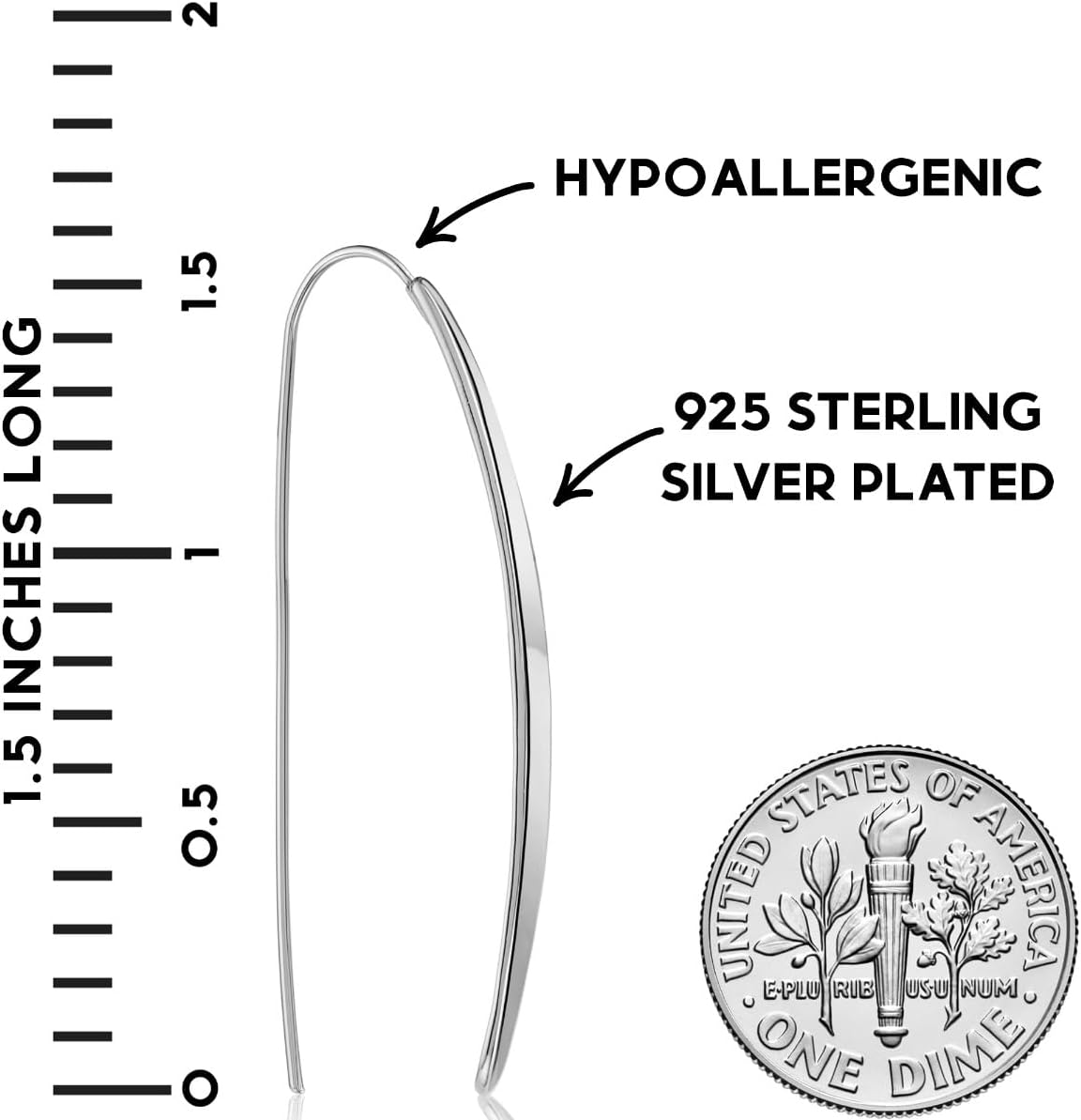 14K Gold Plated Bar Earrings for Women - Long Thread Dangle Earrings - Threader Drop Earrings - Hypoallergenic and Safe for Sensitive Ears - Image 4