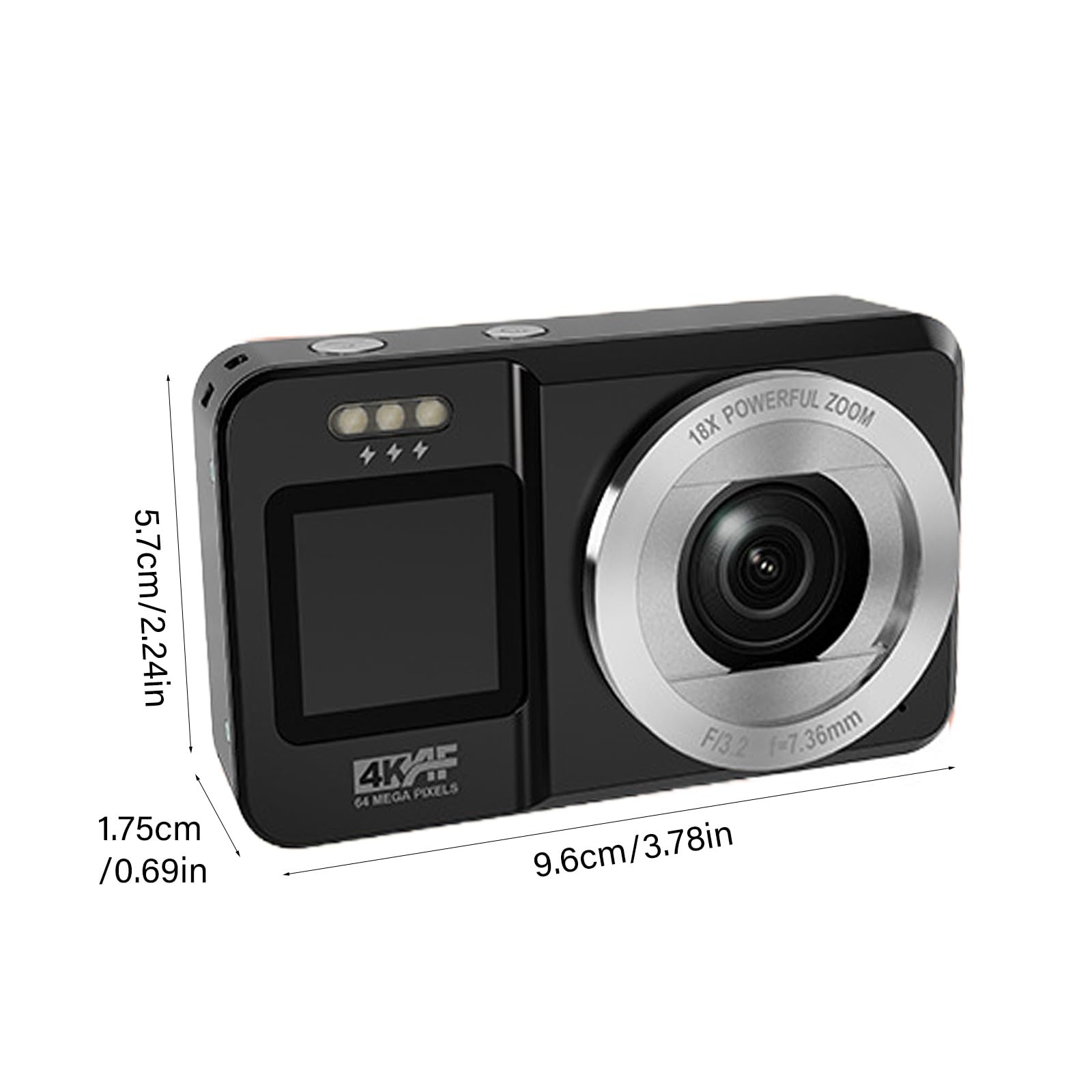 Schermo Fotocamera digitale 4K Sensori da 64MP Ottica 18X Compatti Design per principianti Fotocamera per fotografia all ' aperto per adolescenti