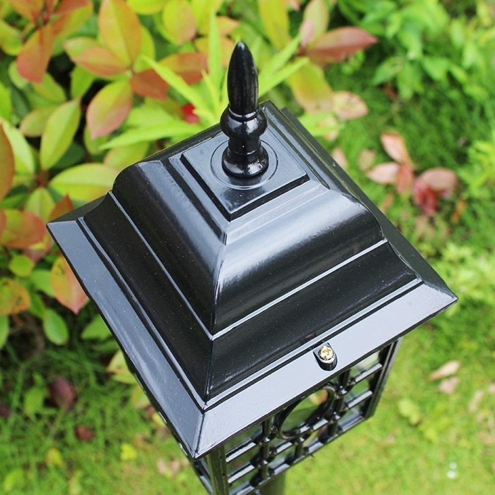 Moderne IP55 Étanche 100 cm Créatif Noir Jardin Poteau Européen Vintage Extérieur Pelouse Lampadaire Aluminium Métal Pilier Haut Poteau Lanterne Planification de la Cour,