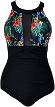 Viloree Women's Swimsuit One Piece Monokinis Swimming Costume Swimwear High Neck Mesh
