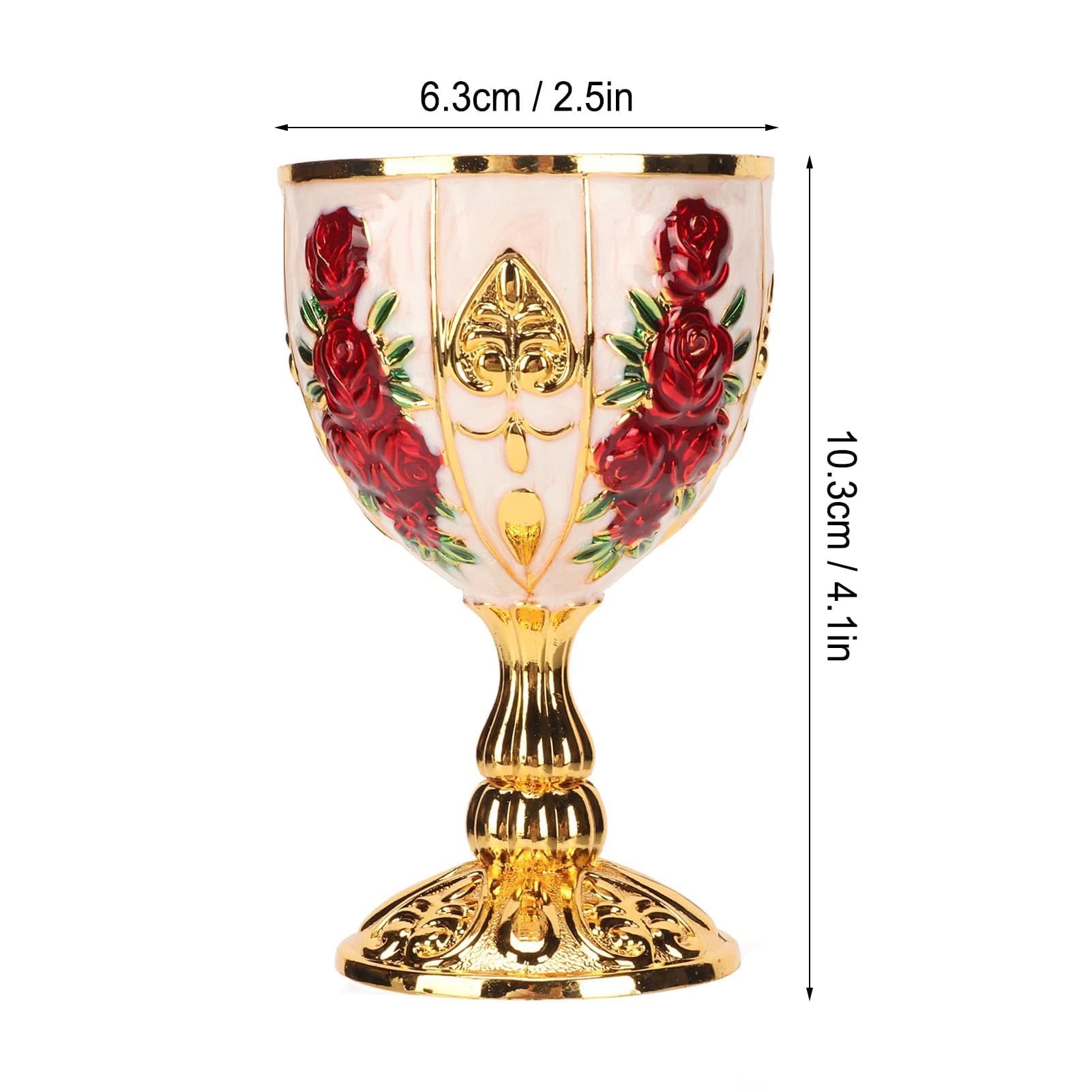 Calice da 4 Pollici Calice Oro,Calice D'oro Coppa da Magnaccia Lega di Zinco Alta Motivo Floreale in Rilievo retrò Elegante Coppa da Magnaccia per Bar Banchetti da Festa Calice (Fiore rosso su oro e