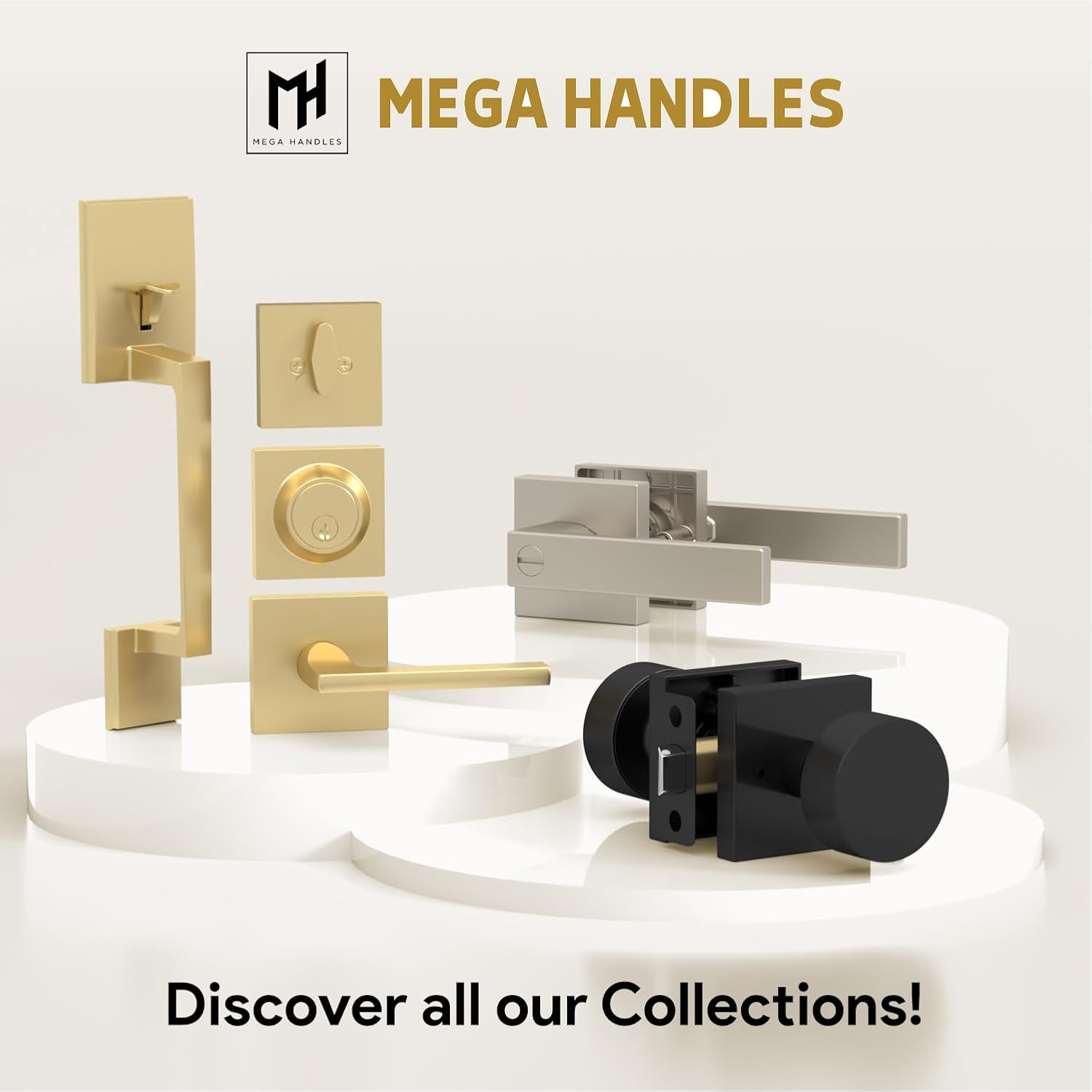 Mega Handles Floor Door Stopper, Quickly Installed Wall Protector, Wall Protectors from Door Knobs, Floor Door Stop with Mounting Hardware Included - Polished Chrome - 3 Inch
