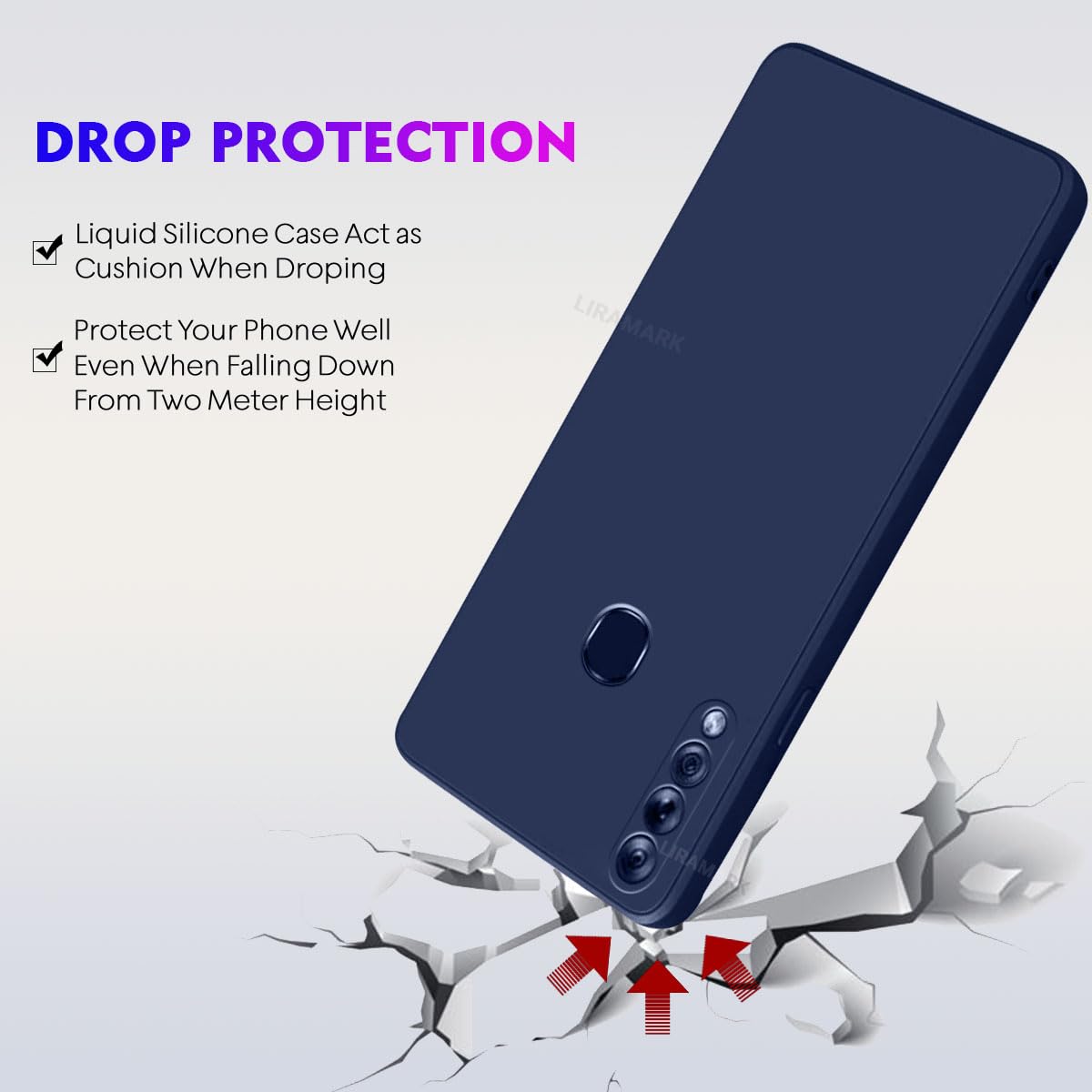 LIRAMARK Silicone Soft Back Cover Case for Samsung Galaxy A20s (Blue) — Amazon image 4