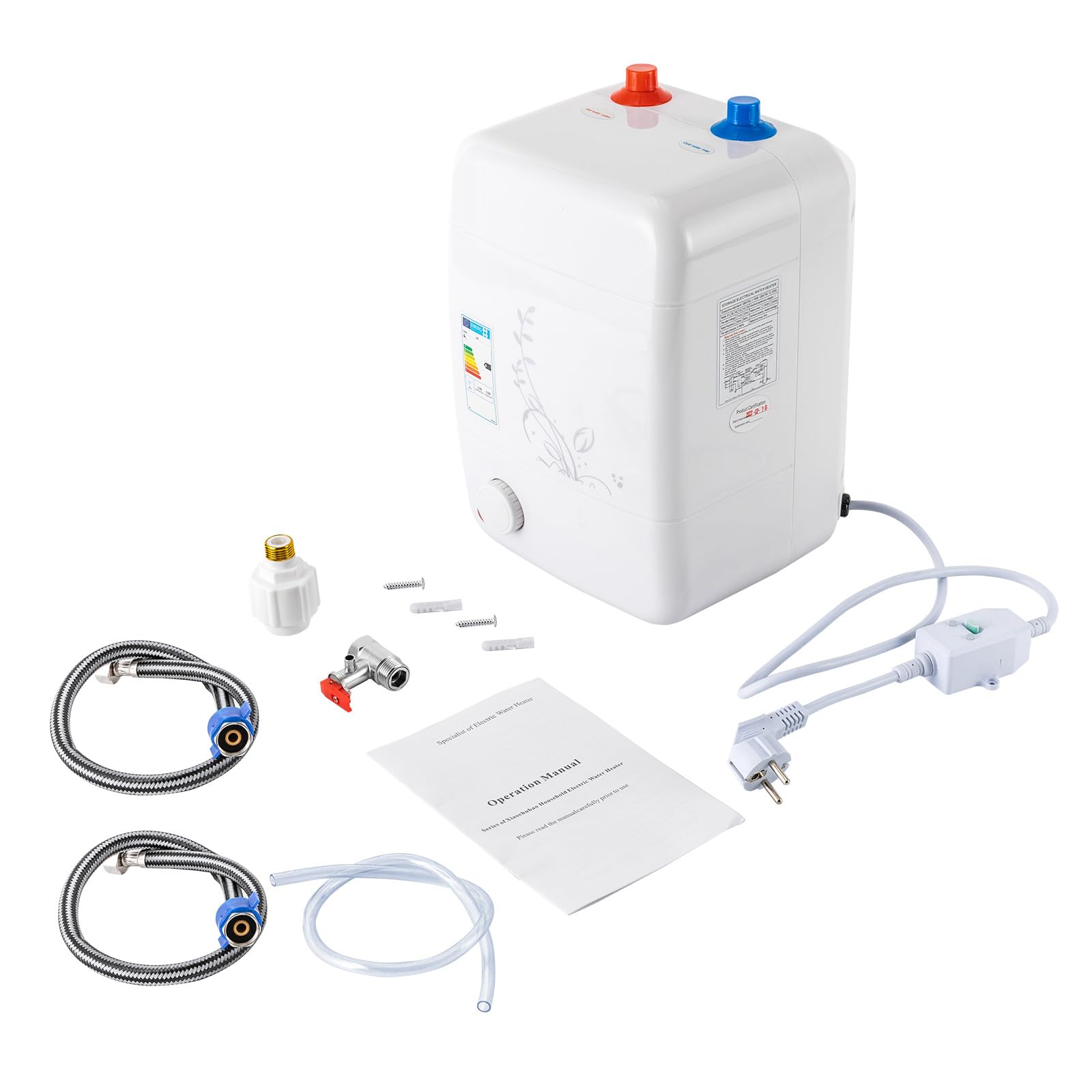 Chauffe-eau électrique 8L Chauffage rapide Eau chaude Usage domestique Conforme norme européenne Pour maison et famille