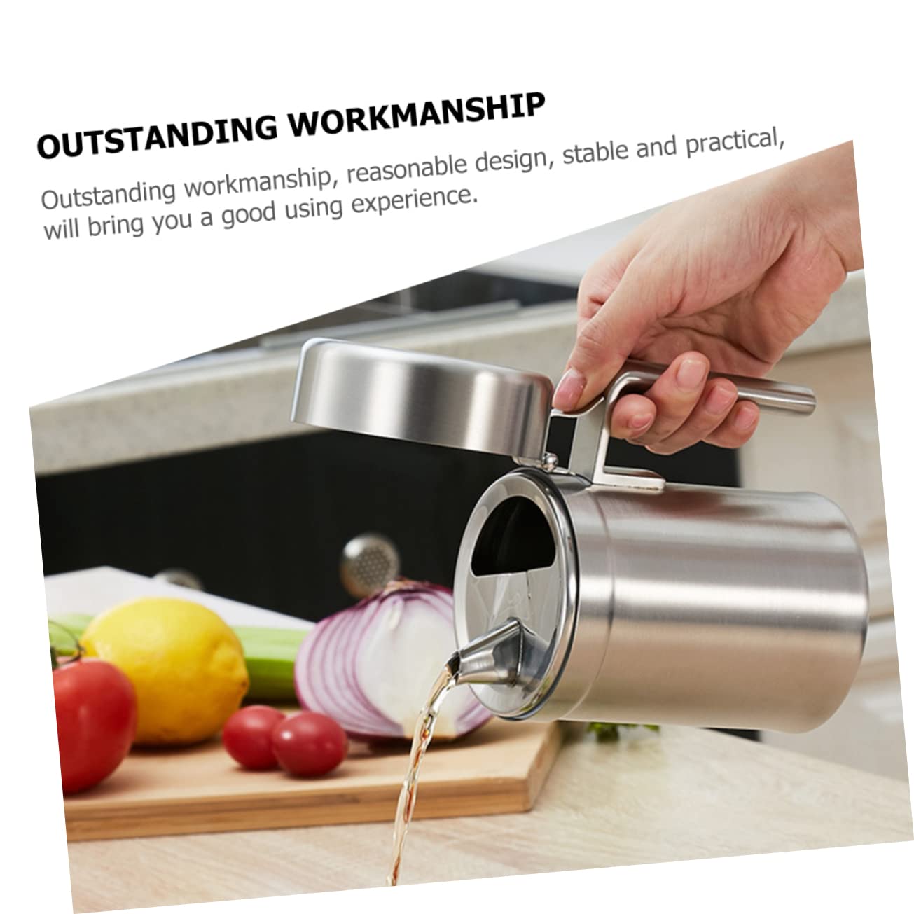 Gatuida Bouteille 550ml en Acier Inoxydable 304 Anti-goutte Distributeur D'huile Bec Verseur Pratique et Design Stable Cuisine Domestique