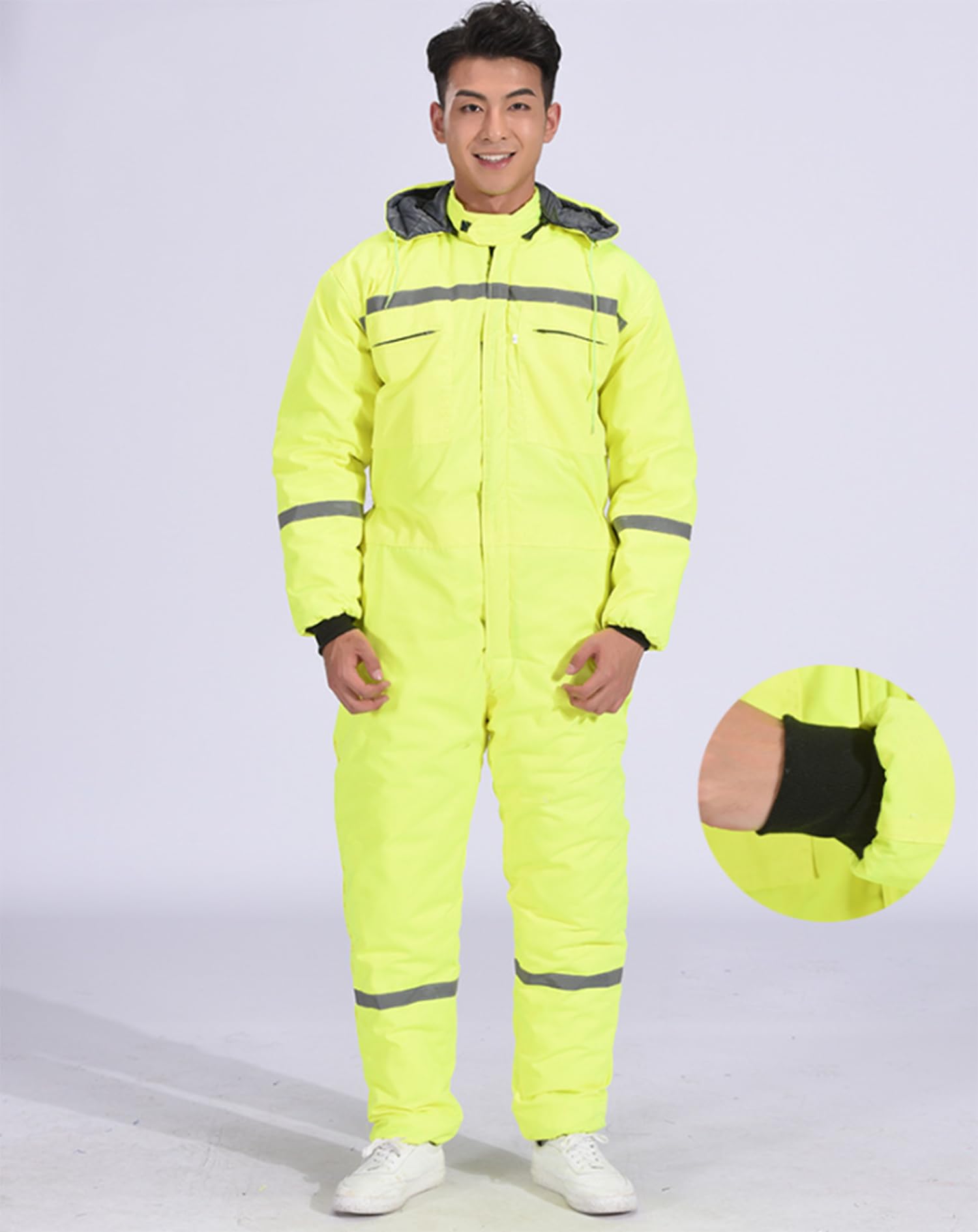 Monos para Almacenamiento en frío Mono Aislante con Capucha, Ropa de Trabajo Gruesa para Invierno Exterior Pesca Protección contra el frío