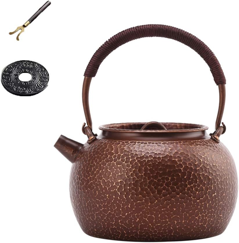Retro Copper Teapot, Household Multifunctional Hand-Made Kettle, Hammer Pattern, Teapot, Teapot, Tea Set, Exquisite Coffee Pot, Hip Flask,A,0.9L Octopus feet