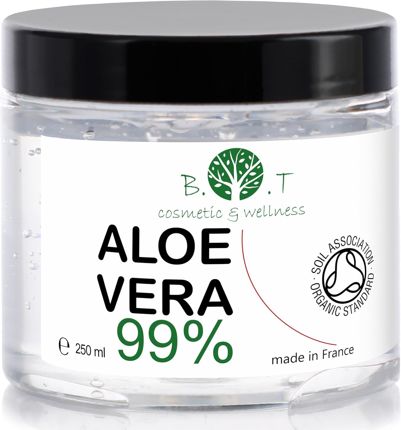 Aloe Vera Gel Organicn - Fast Absorbing, Non-Sticky, Purest Form, No Artificial Thickeners, Trusted by Users - Sunburn Relief, Tattoos & Stretch Marks, 250ml