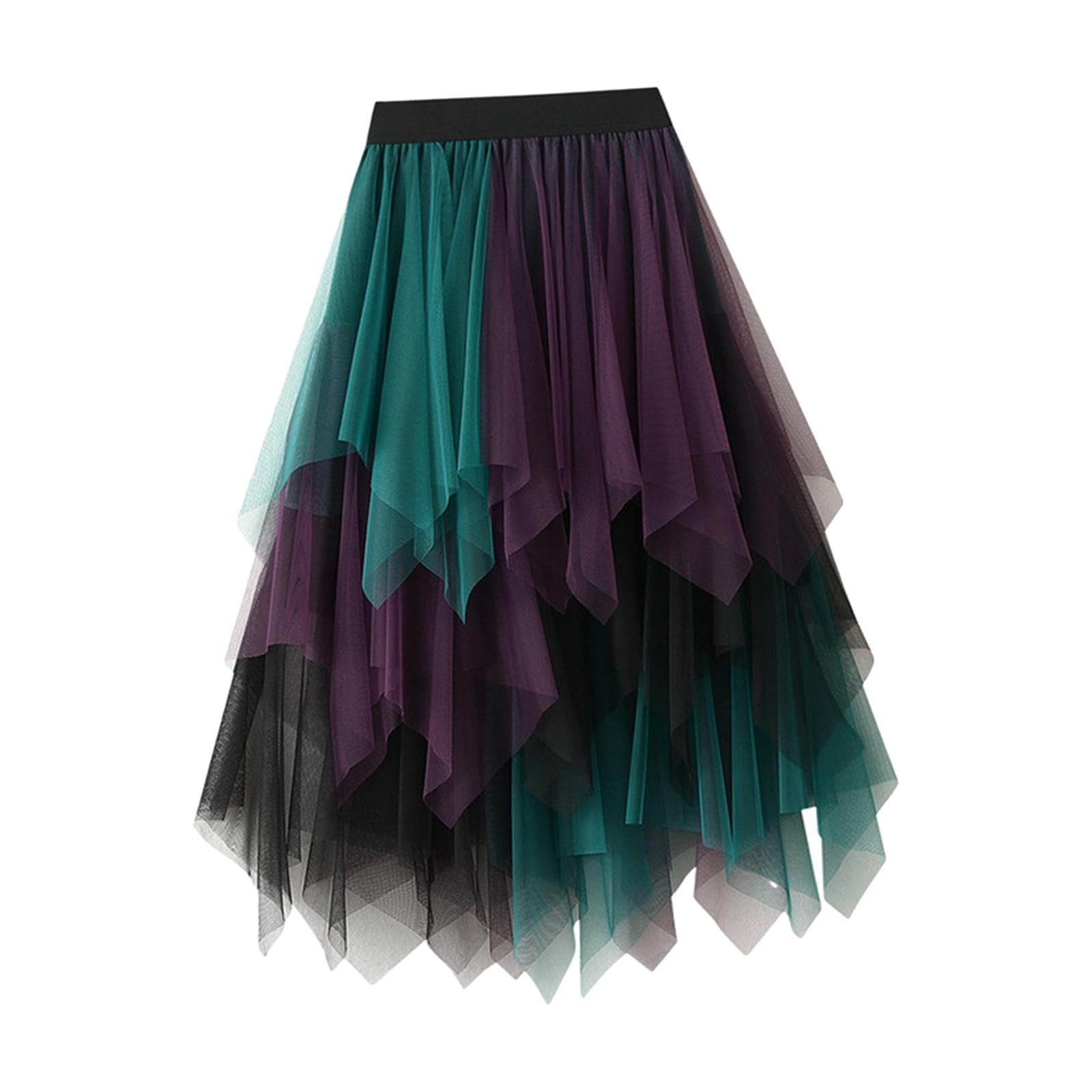 Tulle Skirts for Women MIDI Long Mesh Layered Dress Elastic Waist Tutu Skirt Violet Green-image-23