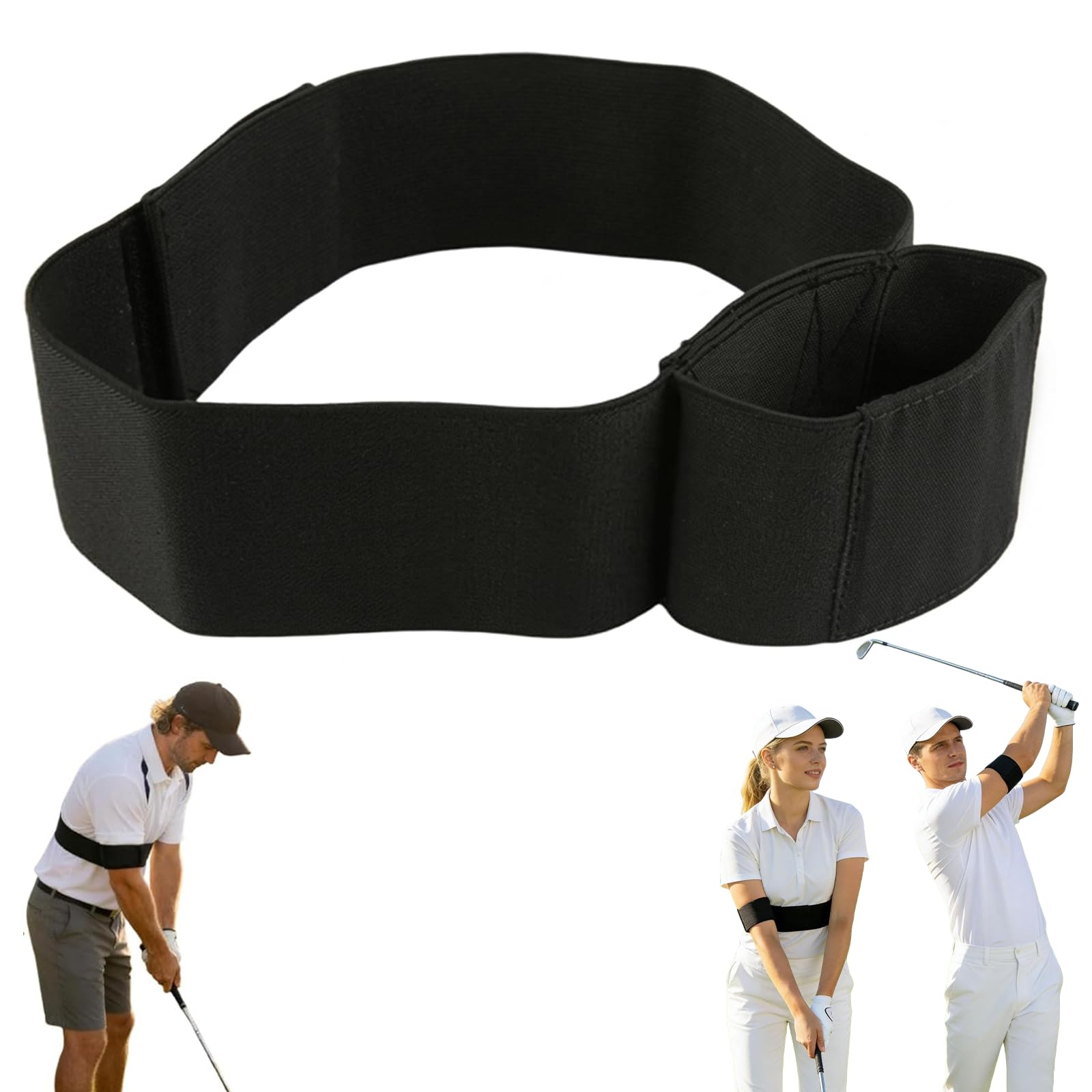 ADASTONE Golf Swing Training Aid, Arm Band Trainer, Posture Correction Belt, Adjustable, High-Elasticity, for Men and Women, Beginners