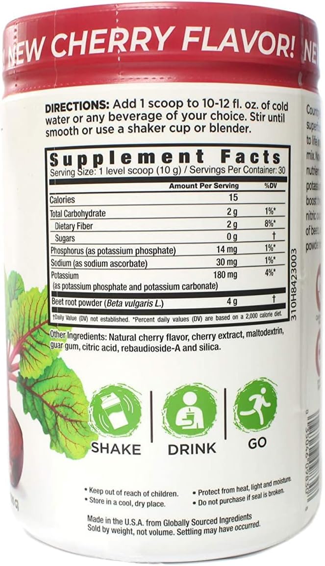 Country Farms Bountiful Beets Circulation Superfood, Delicious Natural Flavor 10.6 Ounces Each (3)