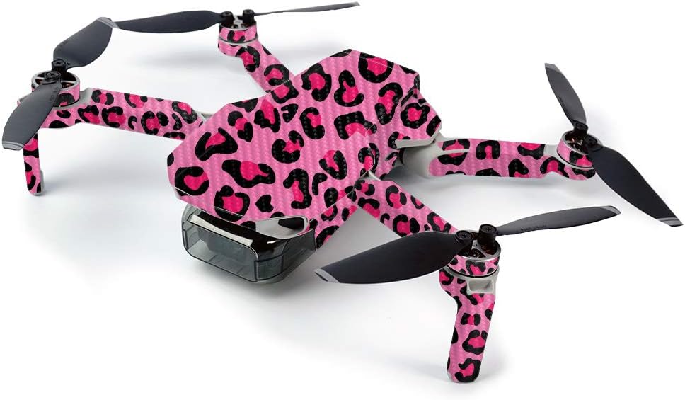 MightySkins Carbon Fiber Skin For DJI Mavic Mini Portable Drone Quadcopter Carbon Fiber Skin - Pink Leopard | Protective, Durable Textured Carbon Fiber Finish | Easy To Apply, Remove | Made in the USA