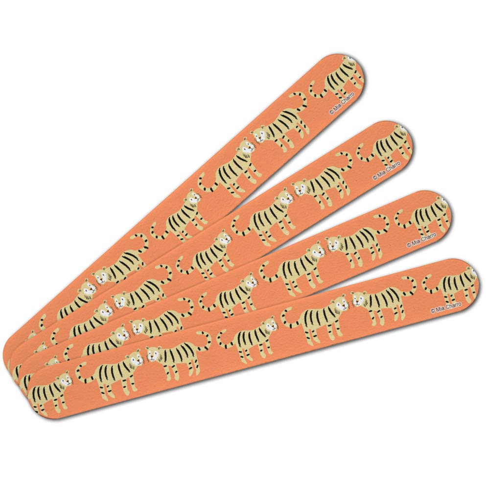 Happy Tigers Double-Sided Nail File Emery Board Set 4 Pack