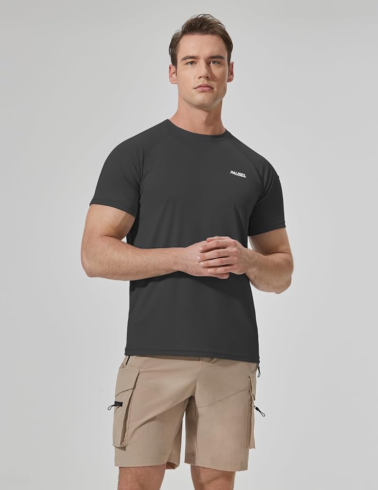 Pausel Herren Rashguard Bade-Shirt Kurzärmelig – UPF 50+, Schnell Trocknend, Für Sport & Strand
