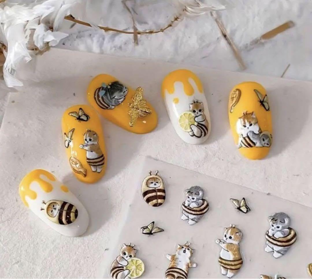 Amazon.co.jp: モフサンド ミツバチにゃん ネイルステッカー ネイル