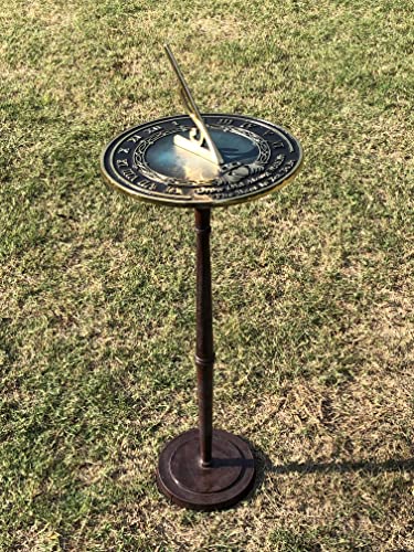 REDSKY TRADER Garden Sundial Pedestal Display Stand Indoor Outdoor Round Anniversary Sundial Stand for Any Size 8 or 10 inches (Design 3)