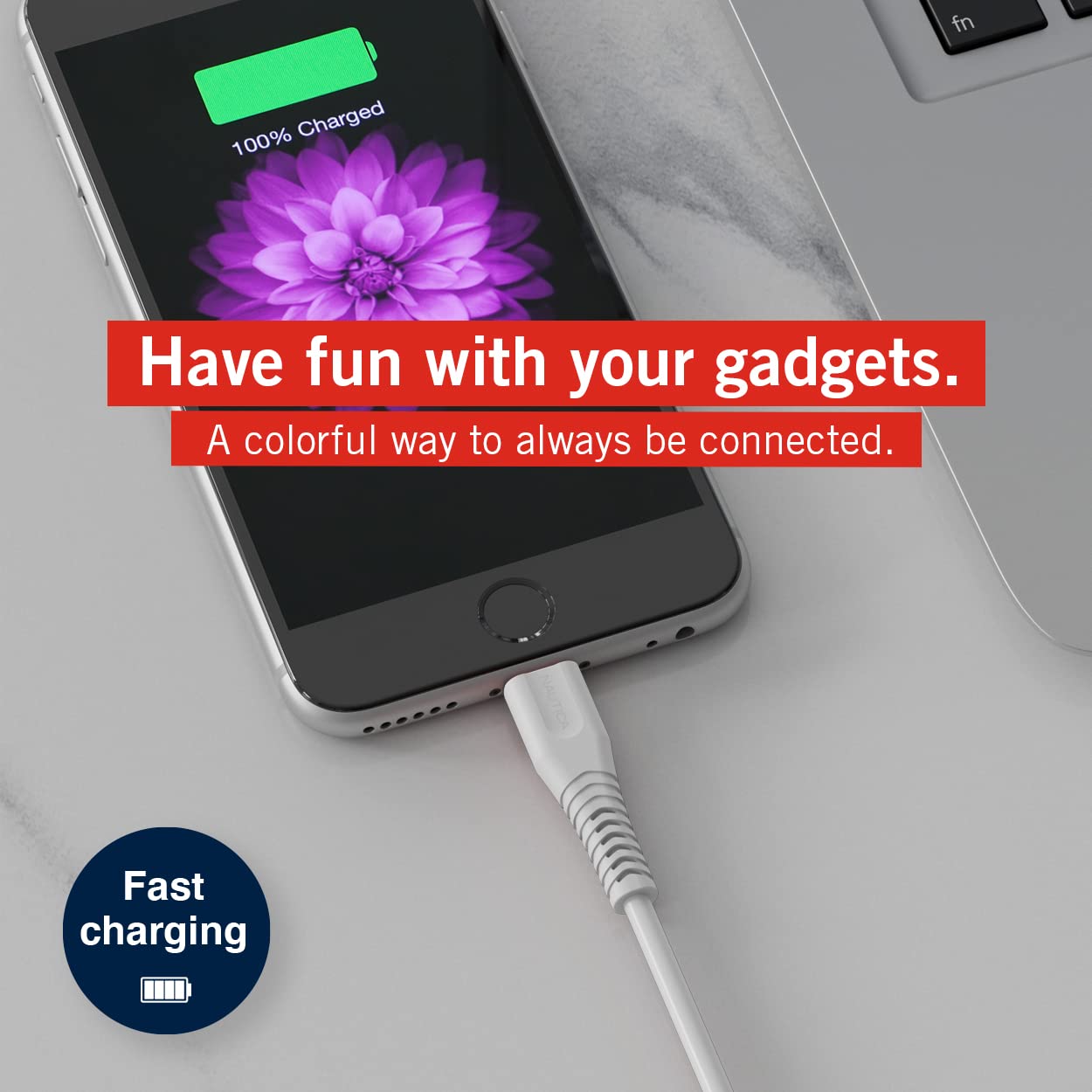 Nautica C100 USB-C to Lightning PD 18W Hızlı Şarj ve Data Kablosu 1.2 Metre Kırmızı
