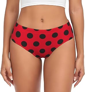 Womens Underwear Seamless - Ladybug Black Dotted Spots Red Print Ladies No Show Underwear Briefs Panties Panty Bikini