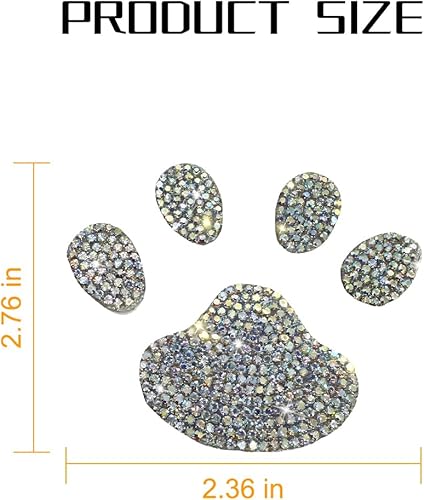 Miniatura 8 de 4 calcomanías de cristal para decoración de automóvil estampado de pata de perro con diamantes de imitación impermeable brillante huella de perro y