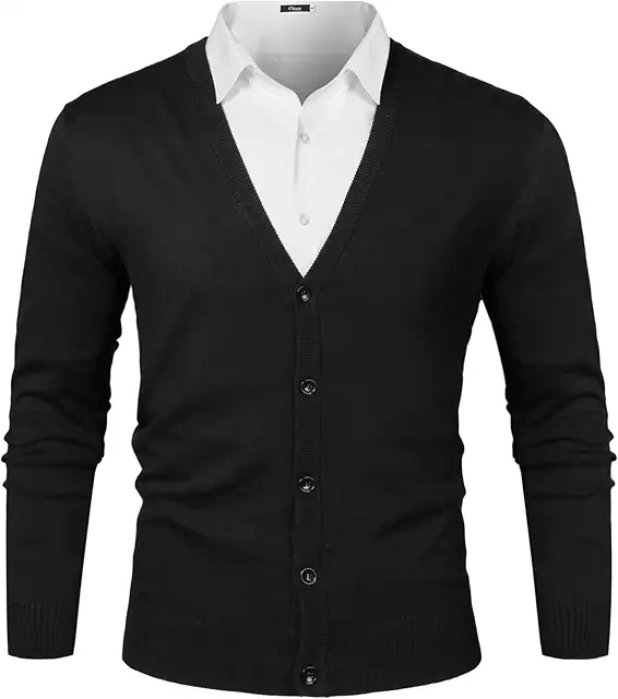 Herren Cardigan mit V-Ausschnitt und Knöpfen - Leichte Strickjacke für Wintermode