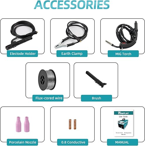 Miniatura 5 de Soldador MIG sin gas 140A 110V MIGStickLift TIG Soldador 3 en 1 Máquina de soldadura de alambre de núcleo de flujo Sin inversor IGBT de gas