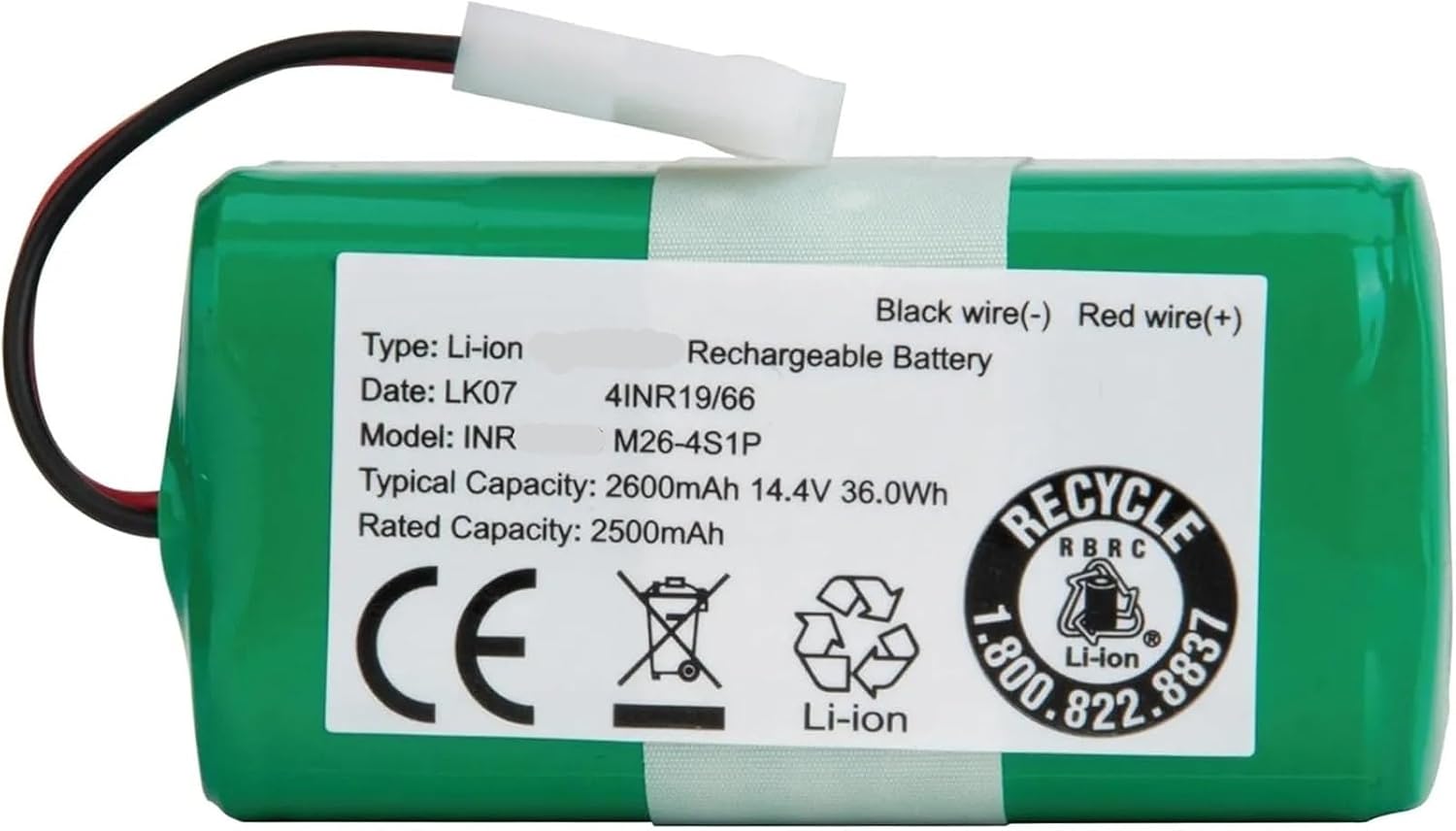 Battery, Compatible For Bissell, EV675, 2503, 2933, 2859, 3115，Compatible For Bob，， Sweep WJ540011, WP460011RO Robotic Vacuum 14.8V(3200mAh 1pcs)