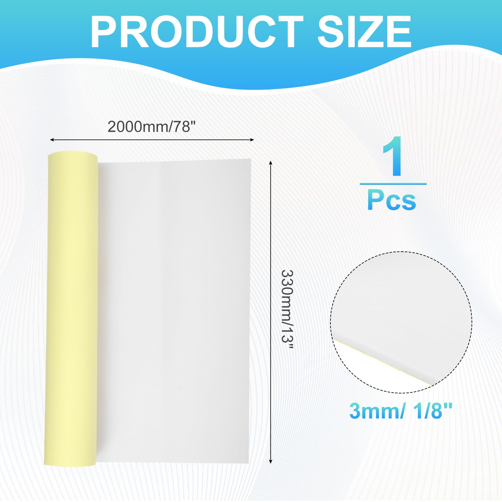 QUARKZMAN Feuilles De Mousse Blanche 78"x13"x 1/8" Rouleau De Mousse EVA