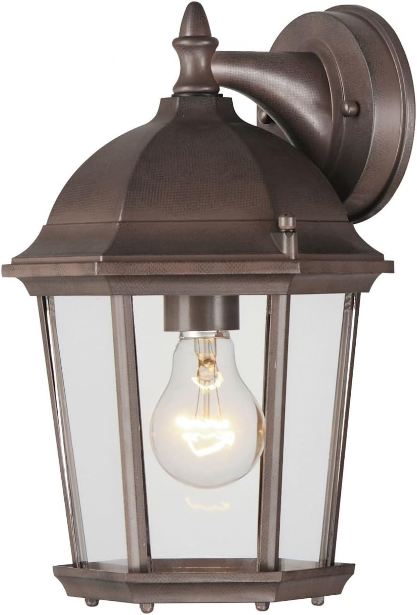 Maxim Lighting Builder Cast 1-Light Outdoor Wall Lantern | Empire Bronze Finish | Clear Glass Shade | Early American Porch Patio Lantern | 1024EB