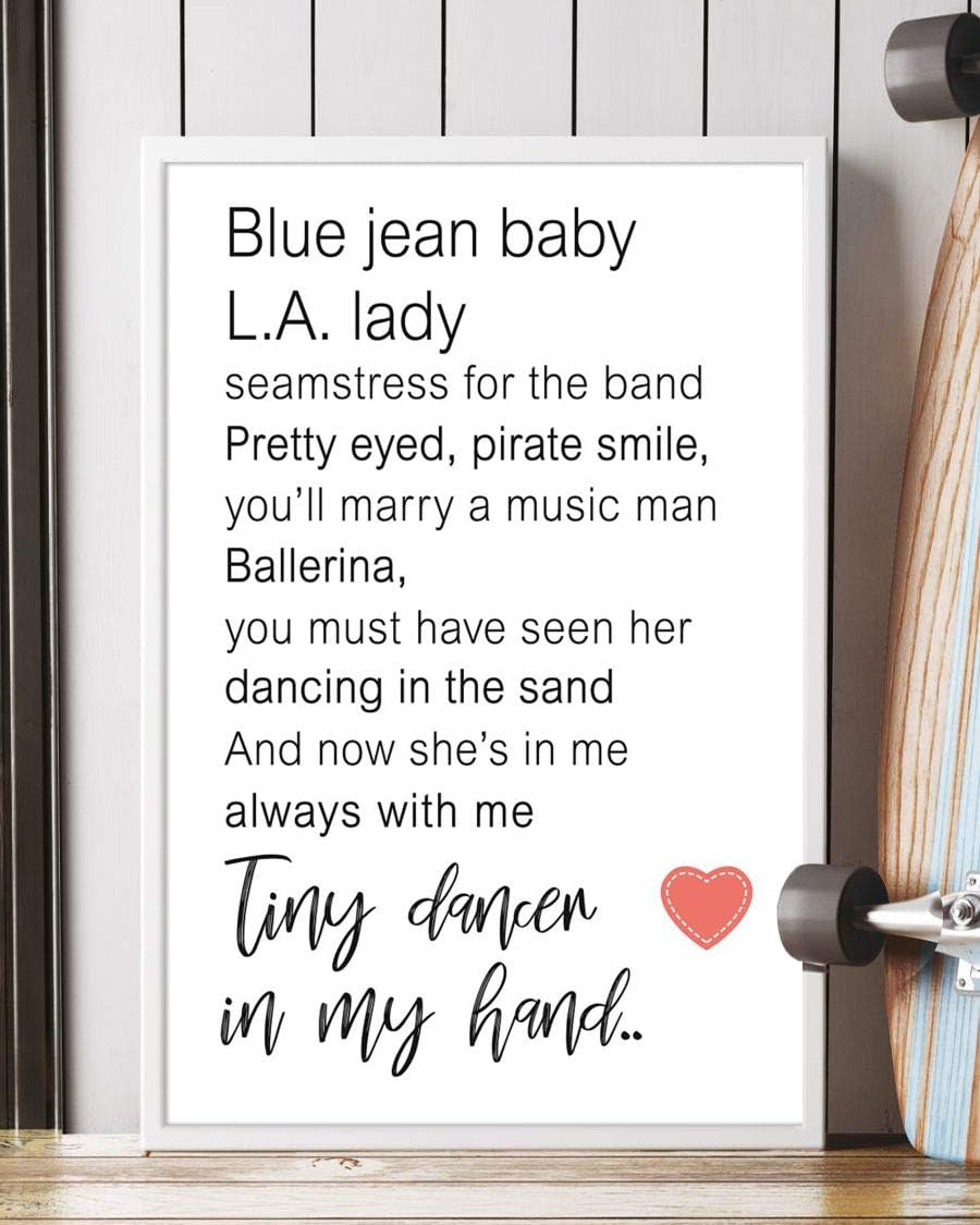 Yaasimoule Color Poster Tiny Dancer Song Lyrics Portrait Wall Art Home Decor