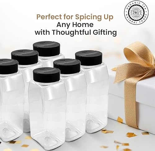 Miniatura 8 de Pride Of India - Tarros grandes de plástico transparente con tapa de doble tamiz  Grado alimenticio sin BPA fabricado en Estados Unidos  Capacidad