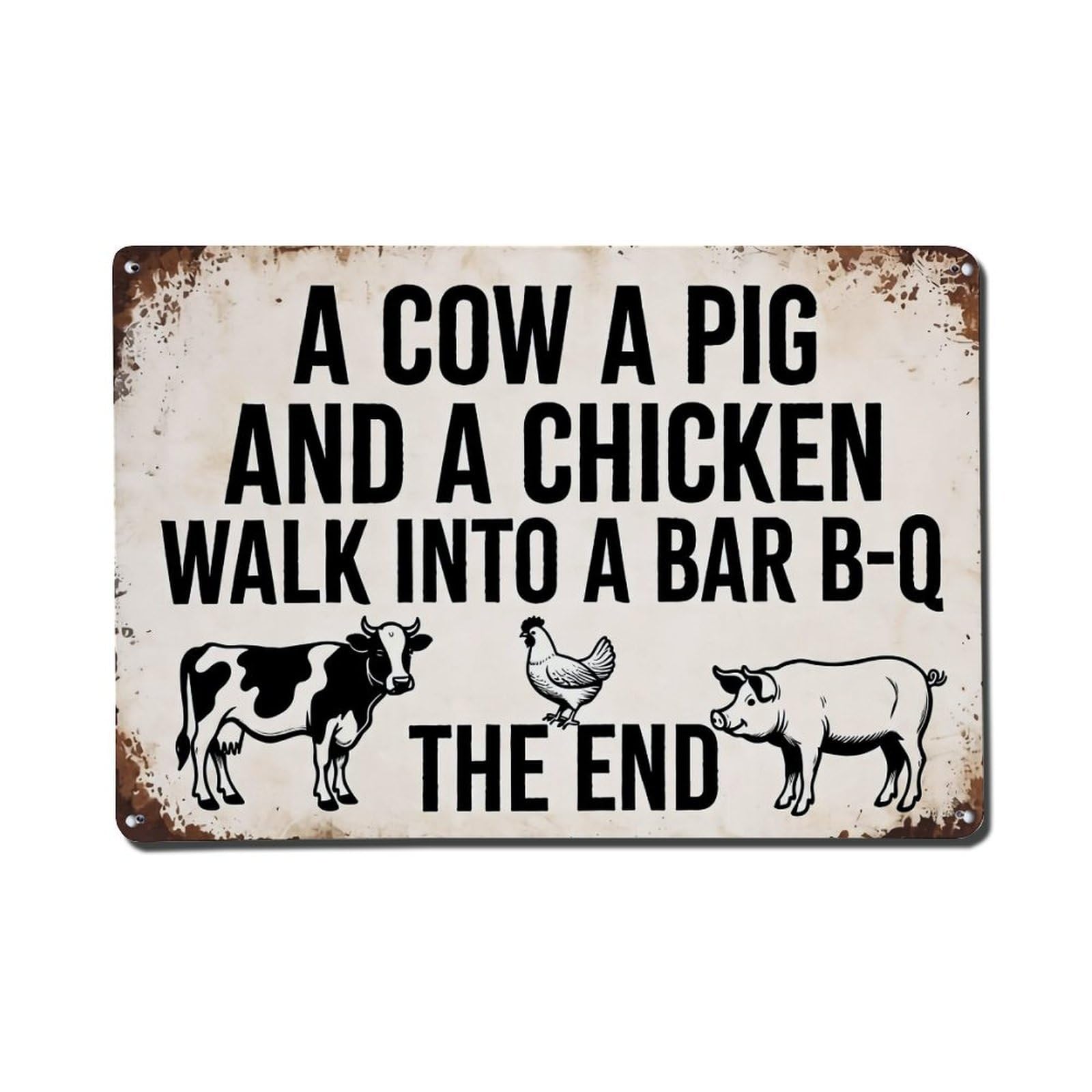 Cow Pig Chicken Bar Bq Sign Metal Tin Sign Plaque